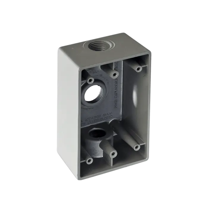 Caja Condulet FS de 3/4" (19.05mm) con tres bocas a prueba de intemperie.