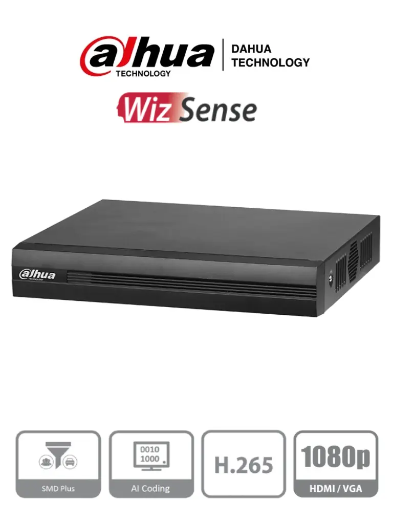 DAHUA XVR1B16-I -DVR de 16 canales 1080p Lite WizSense y Cooper-I. Compatible con H.265+, admite hasta18 canales IP y 8 canales con SMD Plus. Búsqueda inteligente personas y vehículos, codificación eficiente y SmartAudio